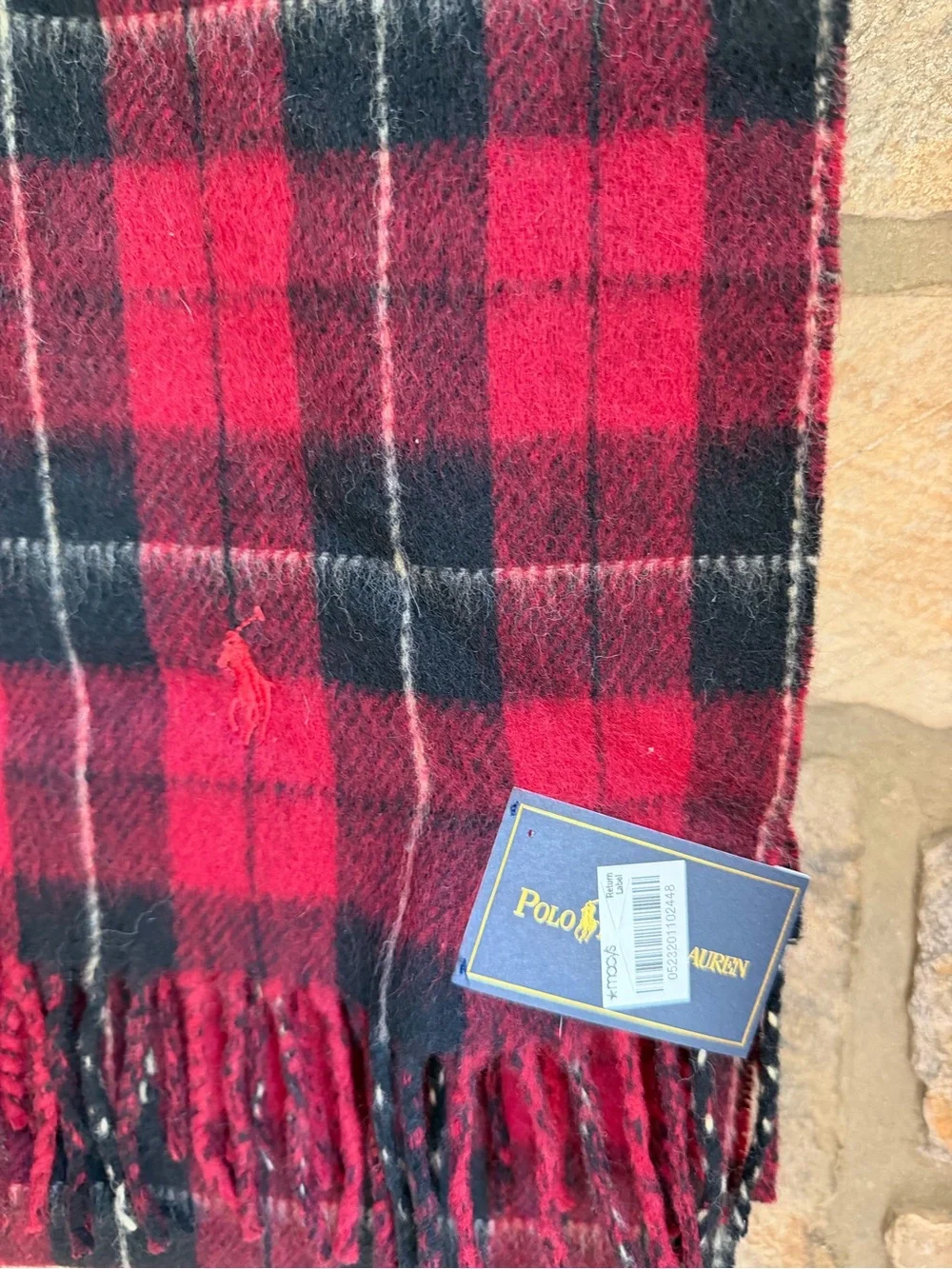 Polo Ralph Lauren Classic Plaid Wool Neck Wrap Scarf NWT